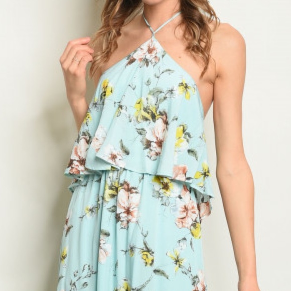 BLUE FLORAL MAXI DRESS - Picture 3 of 4